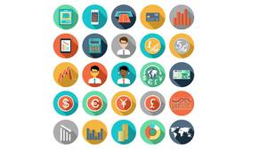 50 colorful round flat PPT small icons