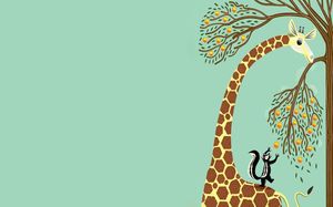 Imagem de fundo PPT girafa de desenho animado bonito verde e amarelo