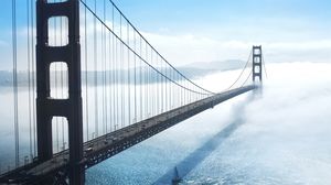 Image de fond bleu majestueux Golden Gate Bridge PPT