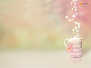 핑크 아름다운 귀여운 컵 물 컵 PPT 배경