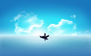 Segelboot auf dem blauen Meer PPT-Hintergrundbild