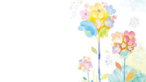 色彩艳丽的清新水彩花卉PPT背景图片