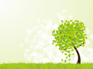 Vektor-Cartoon-Gras und grüne Bäume PPT-Hintergrund