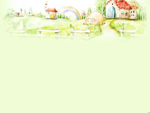 Gambar latar belakang PPT pemandangan pedesaan kartun hijau
