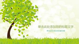 绿色矢量草和绿树PPT背景图片