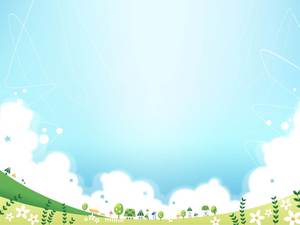 Imagen PPT de paisaje de cuento de hadas de dibujos animados lindo azul y verde