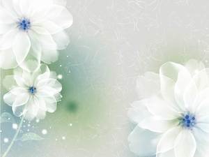 灰藍色優雅柔和的花朵PPT背景圖片