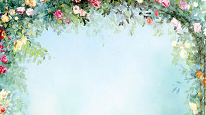아름다운 수채화 꽃 화환 PPT 배경 그림