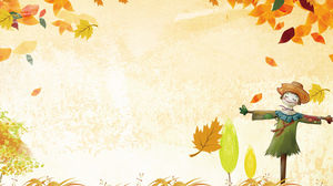 가을 귀여운 허수아비 PPT 배경 그림