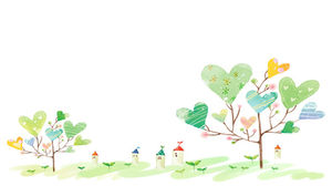 Elegant and cute heart-shaped tree PPT background