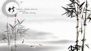 Ink painting ancient bamboo PPT background picture