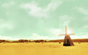Windmühlen auf den Gebieten des Ackerlandes PPT-Hintergrund