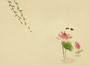 Fundal PPT de lotus de pictură cu cerneală de culoare elegantă