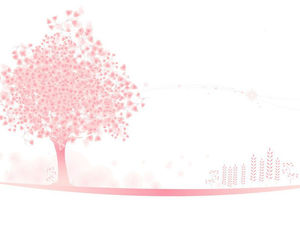 エレガントなピンクの木PPT背景画像