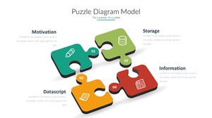 Four-item puzzle relationship PPT graphics