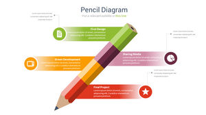 Lápis de cor quatro lado a lado gráfico PPT