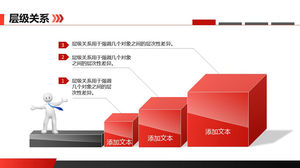 Red cube hierarchy PPT template