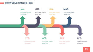 Color arrow PPT timeline template