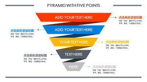 Modelo de PPT gráfico de pirâmide invertida de 5 camadas
