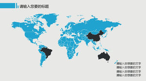 Material de PPT del mapa del mundo atmosférico gris azul