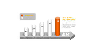 Material de plantilla de gráfico de columnas PPT estéreo 3D