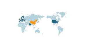 Plantilla PPT de mapa mundial de color rellenable