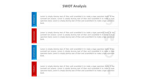 Vier PPT-Textfelder zur SWOT-Analyse nebeneinander