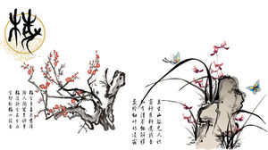 Ciruela, bambú, crisantemo, Países Bajos, material PPT de estilo chino