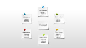 Pushpin pinned to the sticky note text box PPT material