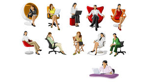 Workplace white-collar lady sitting silhouette PPT material
