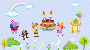 Modello PPT di celebrazione di compleanno di cartoni animati dinamici