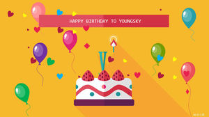 Birthday cake balloon background PPT template