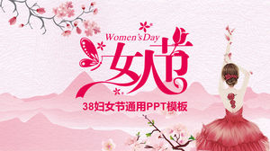 Różowy piękny szablon PPT na dzień kobiet