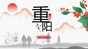 Modello ppt del materiale didattico per la conoscenza del Festival di Chongyang in stile cinese semplice