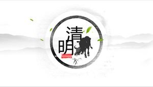 Plantilla ppt de reunión de clase temática del Festival de Qingming de estilo chino simple y atmosférico