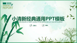 Template ppt umum laporan bisnis kecil segar hijau daun bambu
