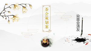 Suasana sederhana yang elegan template ppt perencanaan pesta teh gaya Cina