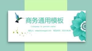 卡片UI小清新綠色文藝風商務通用ppt模板