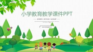Plantilla de ppt de cursos de enseñanza de educación de escuela primaria de dibujos animados de vector de temporada escolar