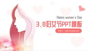 Paper-cut painting beauty main picture 3.8 Women's Day ppt model