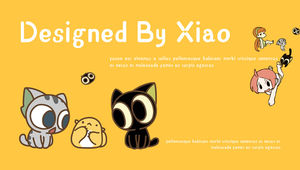 Plantilla ppt de tema de viento de dibujos animados simple y lindo Luo Xiaohe (pequeño gato negro)