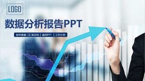Modelo de ppt de relatório de resumo de análise de dados financeiros azul de negócios