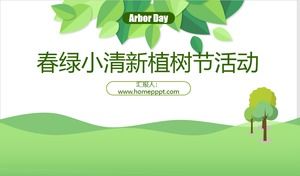 Spring green small fresh Arbor Day event planning ppt template