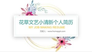 Flowers and art fan small fresh complete frame personal resume ppt template