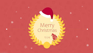 かわいい漫画のお祝いの赤いフラットスタイルのクリスマスpptテンプレート