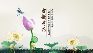 Ancient Reim Lotus - Bildungsarbeitsbericht im chinesischen Stil ppt-Vorlage