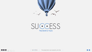 Hot air balloon seagull success flat atmosphere blue European and American style half-year work report ppt template