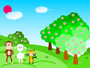 Perlombaan hutan - template ppt hari anak-anak kebun binatang kartun vektor yang digambar tangan