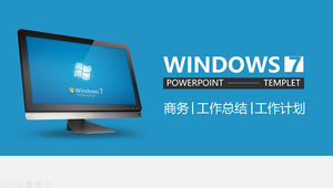 Microsoft Blue Windows Desktop theme بسيط ومسطح تقرير ملخص العمل قالب ppt