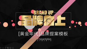 Modelo de ppt de proposta de marca de empresa de publicidade de moda dourada criativa de arte de ponto de partícula